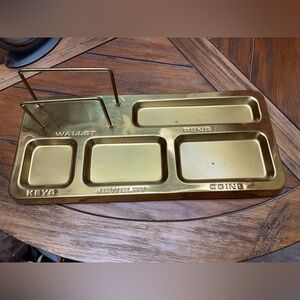 Vintage gold metal desk organizer tray. EUC
